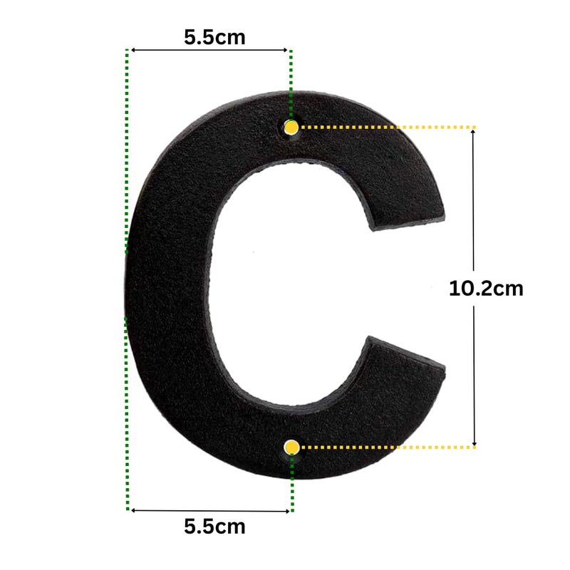Pristine House Letters for Outside - 5 Inch Black House Letter C - Image 3